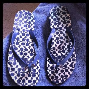 Cute dark blue Coach flip-flops!